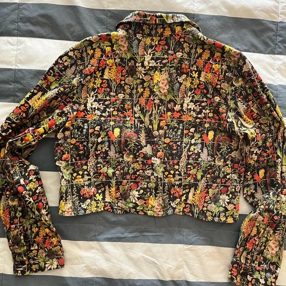 Samantha Pleet floral grid crop blouse with scallop hem - L - Picture 2 of 5